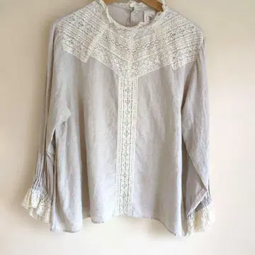 kazumi x Samansa Mos2 린넨 레이스 블라우스 베이지