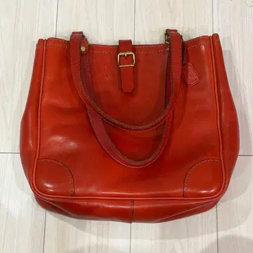 HERZ 가죽 토트백 빨간색 오렌지