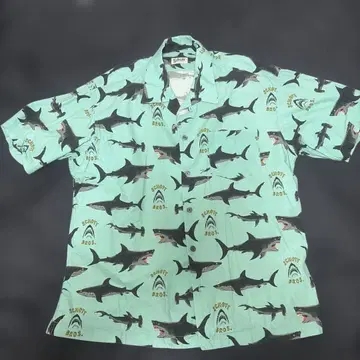 Schott NYC 상어 패턴 하와이안 셔츠