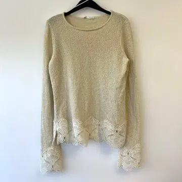 ZARA 크로셰 니트 베이지 긴팔 레이스