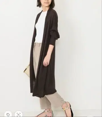 L'Appartement 라빠르망 다크 브라운 린넨 롱 가디건