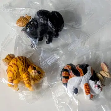 야옹 스텝 고양이 목각 작가 히토미코 3종 세트