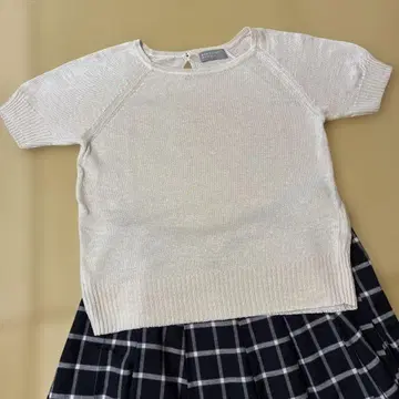 MARGARET HOWELL 베이지 반팔 니트 린넨 100