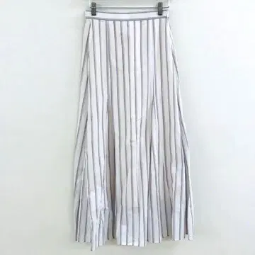 나노 유니버스 면린넨 스트라이프 롱 스커트 화이트 연보라 36