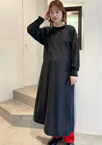 [iki] 큐프라 코튼 린넨 키류 주름 백 디자인 원피스