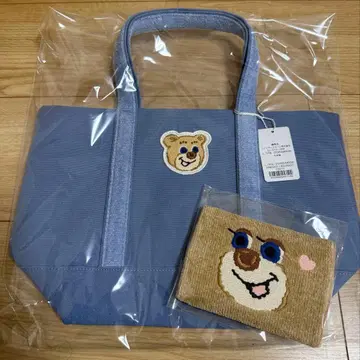 [새상품] 페이러 올드 테디 와펜 토트백 라이트 블루 티슈 파우치