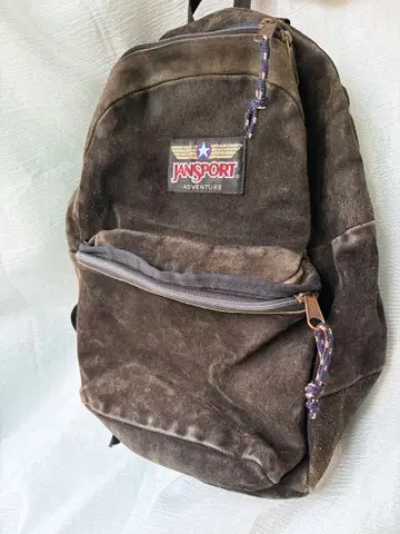 JANSPORT 잔스포츠 스웨이드 가죽 빈티지 백팩