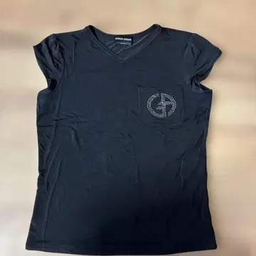 조르지오 아르마니 블랙 V넥 티셔츠