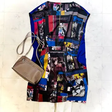 새상품급 폴스미스 튜닉 원피스 기하학 x 꽃무늬 40 일본제