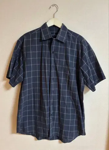 Ermenegildo Zegna 반팔 체크 셔츠 네이비 L