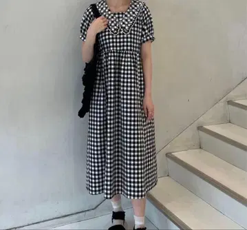 merry jenny flower 깅엄 체크 원피스 블랙