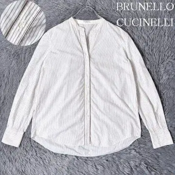 새상품급 브루넬로쿠치넬리 플라켓 모니엘 스트라이프 긴팔 셔츠 화이트 S