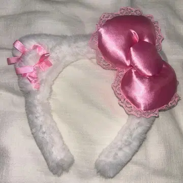 키티 머리띠 화이트와 핑크