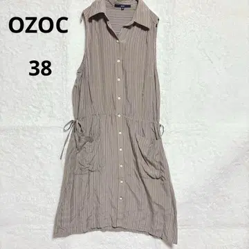 [ 오조크 ] 스트라이프 슬리브리스 원피스 38 월드 큐프라 100%