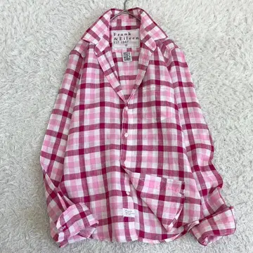 극미품 프랭크앤아이린 린넨 100% 린넨 발리 긴팔 셔츠 핑크