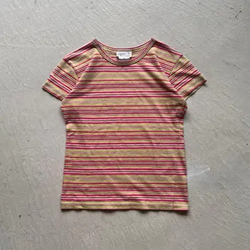 90s agnes b. 멀티 컬러 보더 긴팔 보더