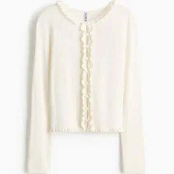 프릴 트리밍 가디건 화이트 H&M