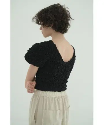 CLANE W FACE SHIRRING CROPPED TOPS 1