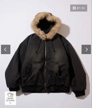 [ 퍼 탈착 가능 ] 2way 인조 모피 집업 충전솜 후드 블루종