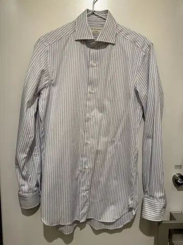 UNITED ARROWS 파나마 스트라이프 와이드 스프레드 칼라 셔츠