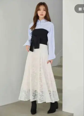 택 포함 머큐리 듀오 레이스 패치워크 스커트