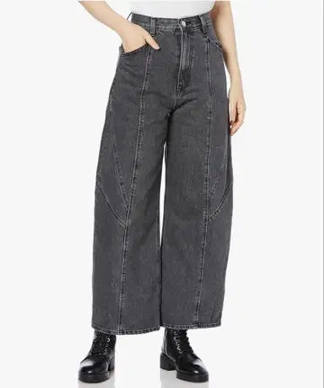 snidel 스나이델 코쿤 디테일 데님 팬츠 블랙