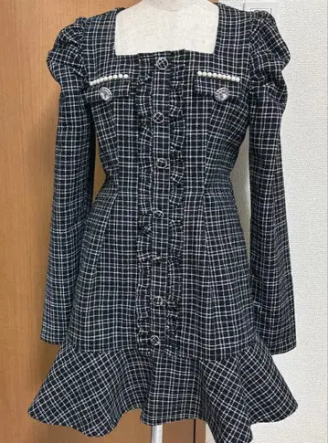 [ Ank Rouge ] 블랙 체크 원피스