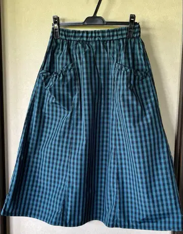 호코모모라 파랑 깅엄 체크 개더 스커트 M 사이즈