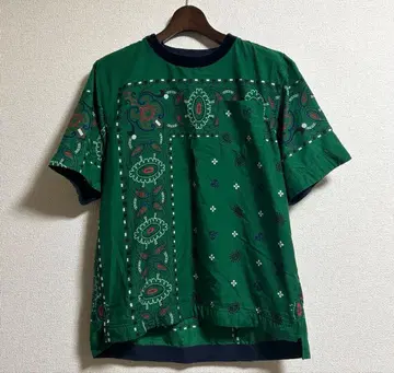 sacai 사카이 17ss 숄더 지퍼 페이즐리 무늬 반다나 티셔츠