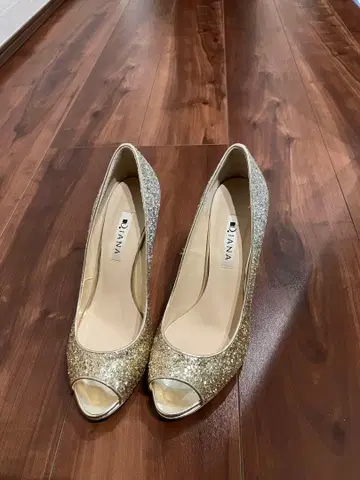 DIANA 골드 글리터 오픈토 하이힐