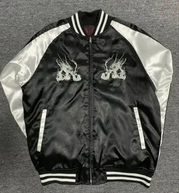 드래곤 자수 새틴 스카잔