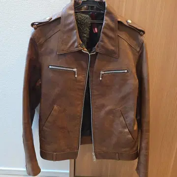 브라운 가죽 라이더 자켓