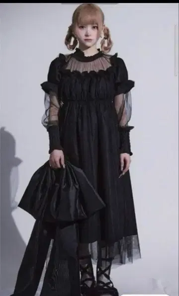 새상품 피클베베 레이어드 튤 원피스 블랙 지뢰 양산