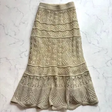 리젝시 머메이드 스커트 [ F ] 베이지 라메 롱 크로셰 플레어