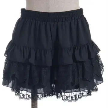 NIBBLE POISON 고딕 프릴 미니 페치빵 블랙