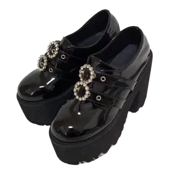 버블스 통굽 로퍼 큐빅 지뢰계 블랙