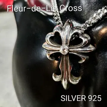 Fleur-de-Lis 지르코니아 BIG 크로스 SILVER 925제