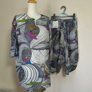 알베로베로 컬러풀 동물 패턴 셋업 M 얇은 소재 코튼