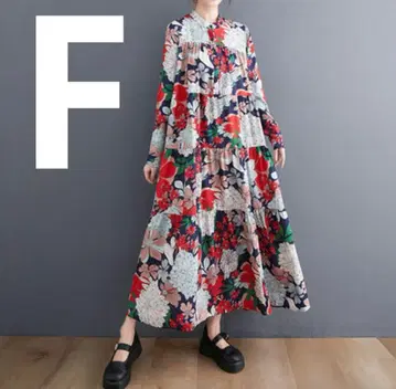 플라워 프린트 긴팔 셔츠 원피스 빨간색 레드 올 패턴 개성파