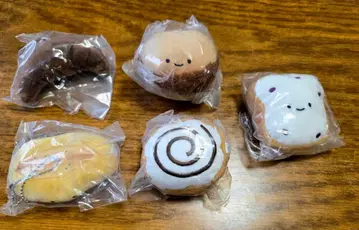 닛코리노 빵 봉제 인형 5종 고로케빵 시나몬 롤 5개 가챠