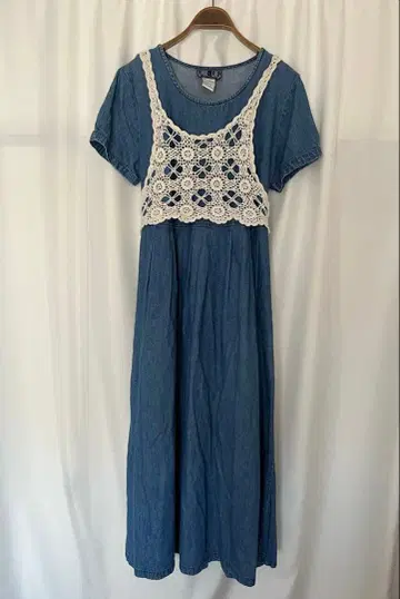 [ vintage ] 90's 데님 크로셰 원피스