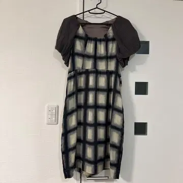 새상품급 체크 무늬 퍼프 슬리브 미니 원피스 반팔 원피스 봄/여름 원피스