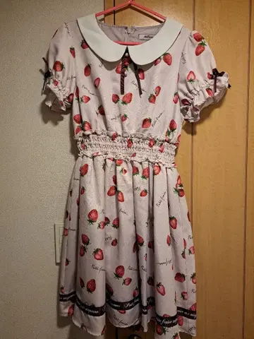 앙크루즈 딸기 무늬 원피스 핑크 M 사이즈