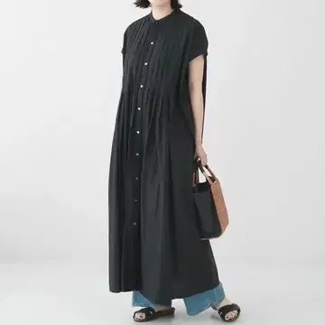 INDIA INDUSTRY 핀턱 셔츠 원피스 블랙 Bshop