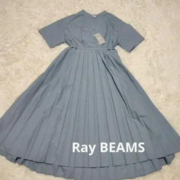 [ 새상품 ] Ray BEAMS 반팔 셔츠 원피스 FREE 블루 A라인