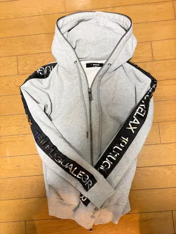 그레이 후드 부착 집업 후드티 S 사이즈 우노피유 상의만입니다