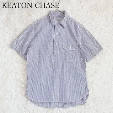 키튼 체이스 셔츠 스트라이프 블루 M 일본제 면 100%