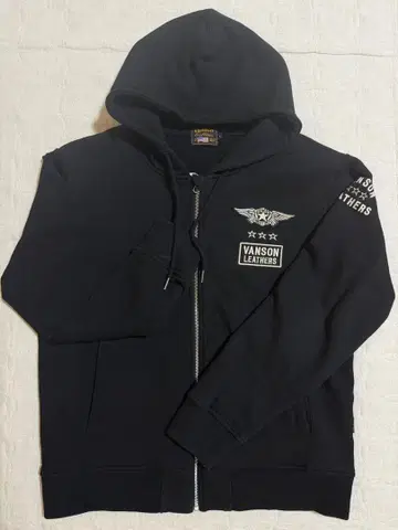 VANSON 풀 집업 후드티 블랙