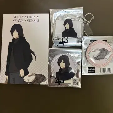 [1세트만] 마토바 세이지&냥코 선생님 체크 무늬 ver 캔뱃지