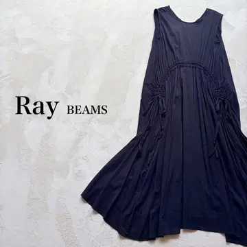 [ Ray BEAMS ] 드로스트 개더 원피스 블랙 롱 프리 사이즈